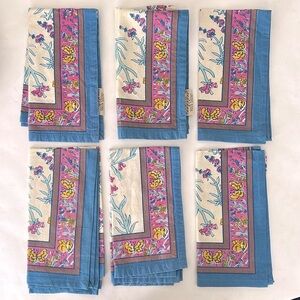 COULEUR NATURE Papillon Blue Fleur Butterfly Napkin Set (6)